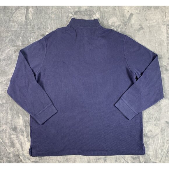 Polo Ralph Lauren Sweater Mens 2XL XXL Estate Rib Quarter Zip Navy Blue Preppy - Picture 2 of 8